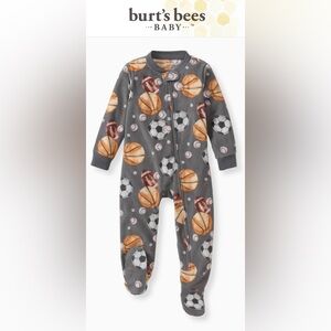 Burt's Bees Baby Gray Sports Print Footie
